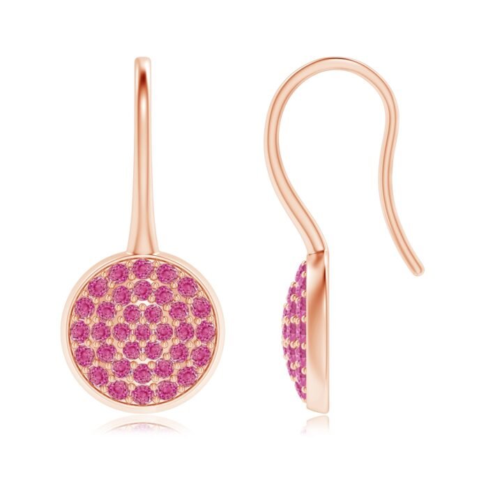 1.2mm aaa pink sapphire rose gold earrings