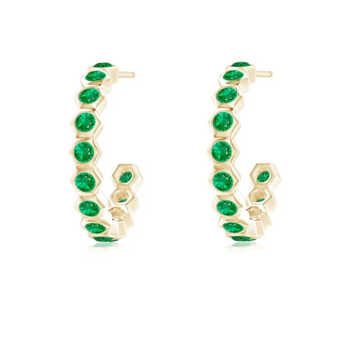 1.5mm aaa emerald yellow gold earrings