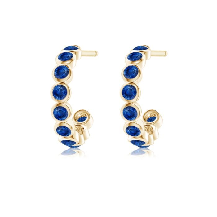 1.8mm aaa blue sapphire yellow gold earrings 2