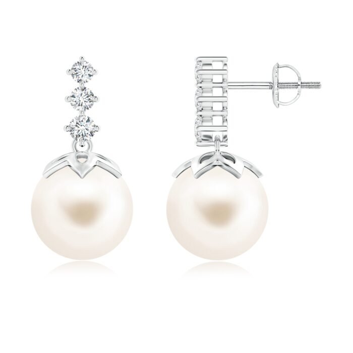 10mm aaa freshwater cultured pearl white gold earrings 2