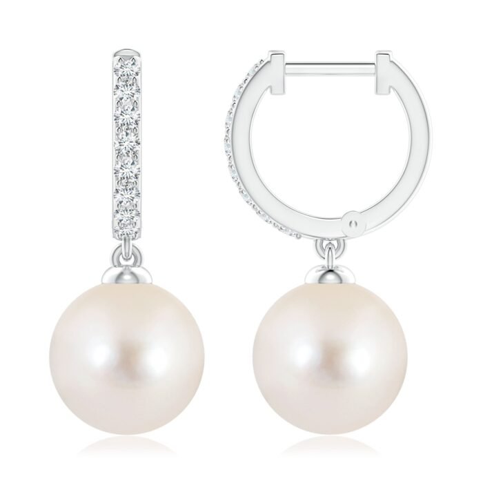 10mm aaaa freshwater cultured pearl white gold earrings 1