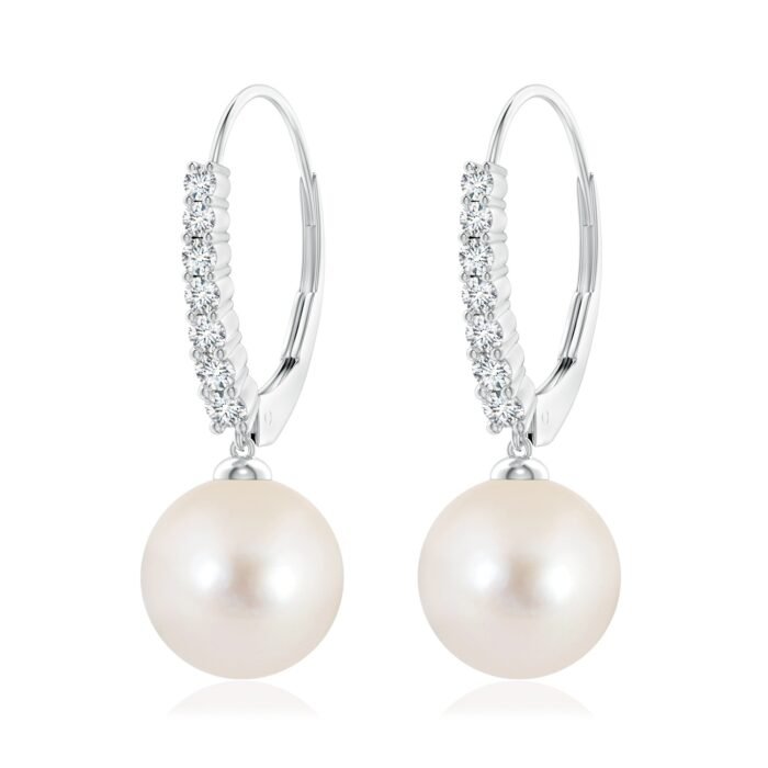 10mm aaaa freshwater cultured pearl white gold earrings