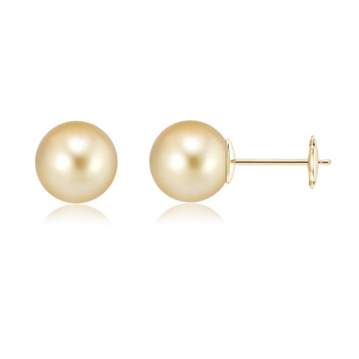 10mm aaaa golden south sea cultured pearl yellow gold earrings 1