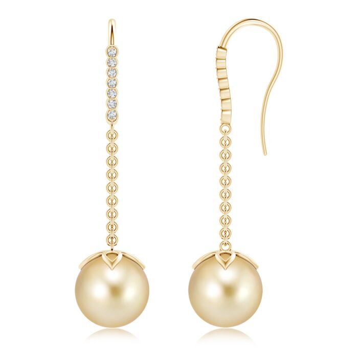 10mm aaaa golden south sea cultured pearl yellow gold earrings