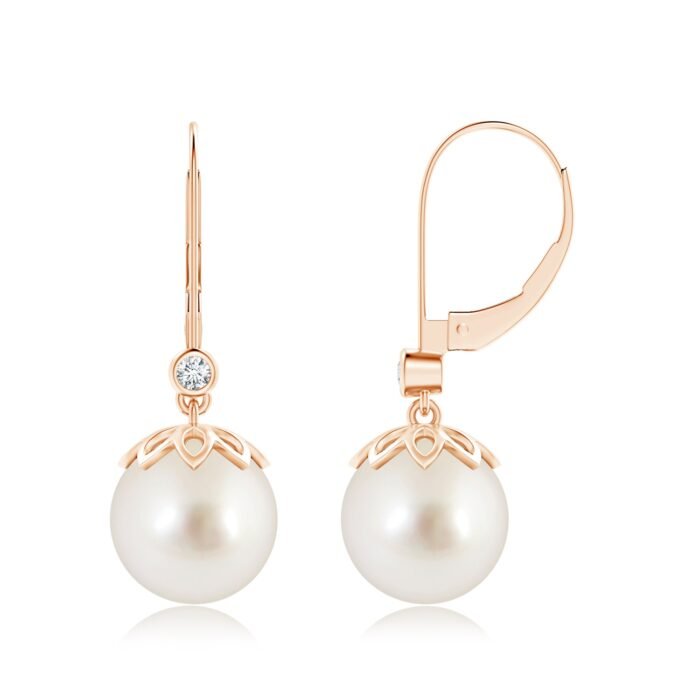 10mm aaaa south sea cultured pearl rose gold earrings