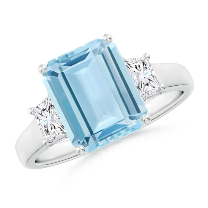 10x8mm aaa aquamarine white gold ring