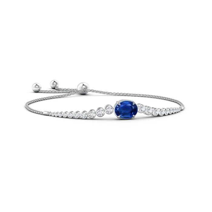 10x8mm aaa blue sapphire white gold bracelet