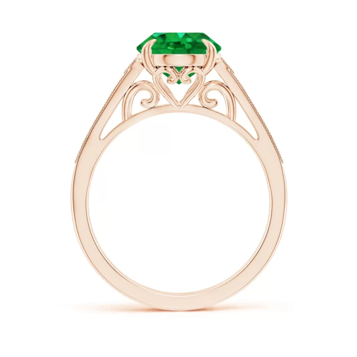 10x8mm aaa emerald rose gold ring 200