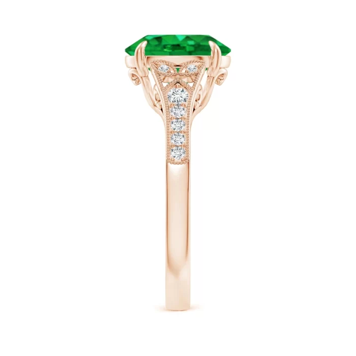 10x8mm aaa emerald rose gold ring 300