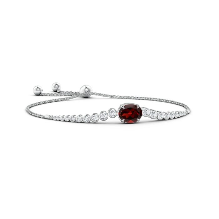 10x8mm aaa garnet white gold bracelet