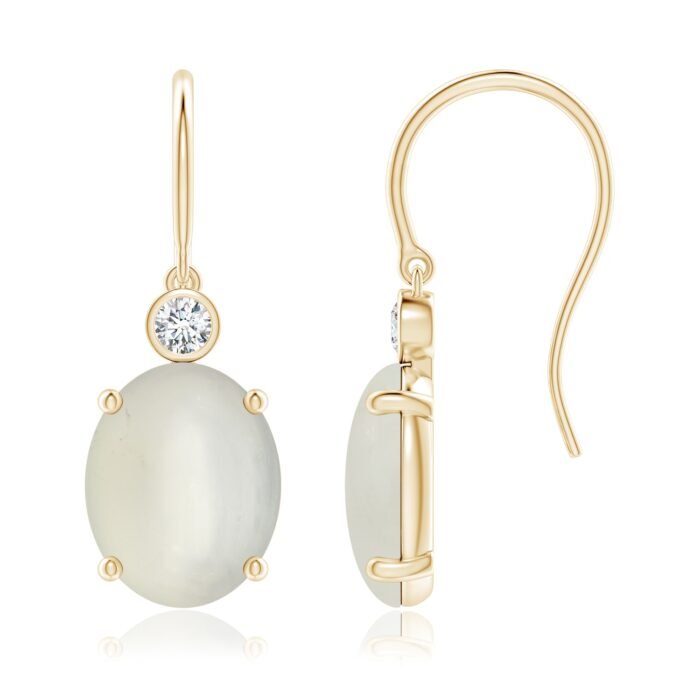 10x8mm aaa moonstone yellow gold earrings