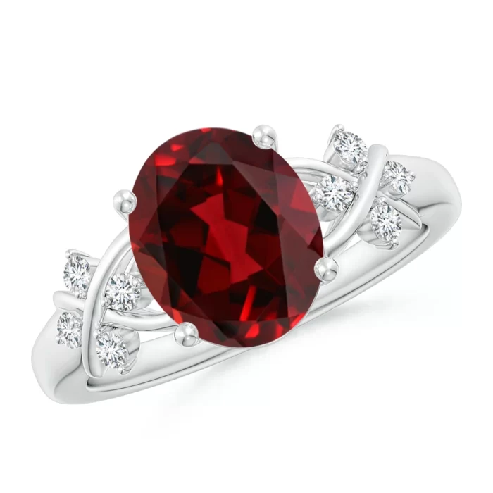 10x8mm aaaa garnet white gold ring