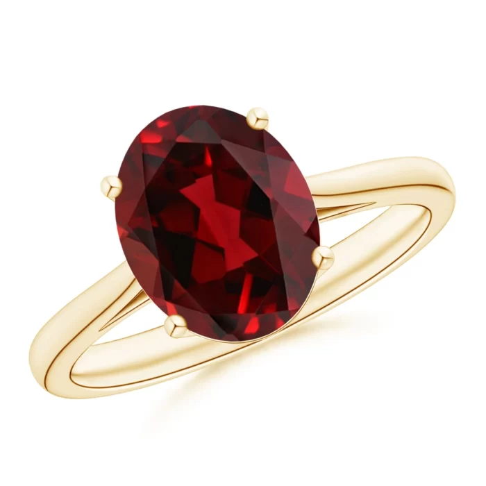 10x8mm aaaa garnet yellow gold ring