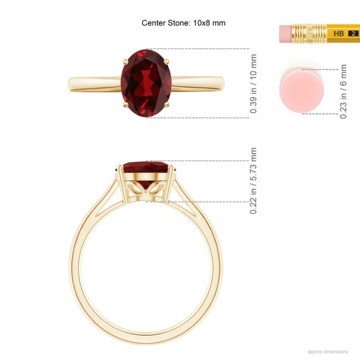 10x8mm aaaa garnet yellow gold ring 5