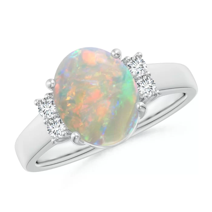 10x8mm aaaa opal white gold ring 1 1