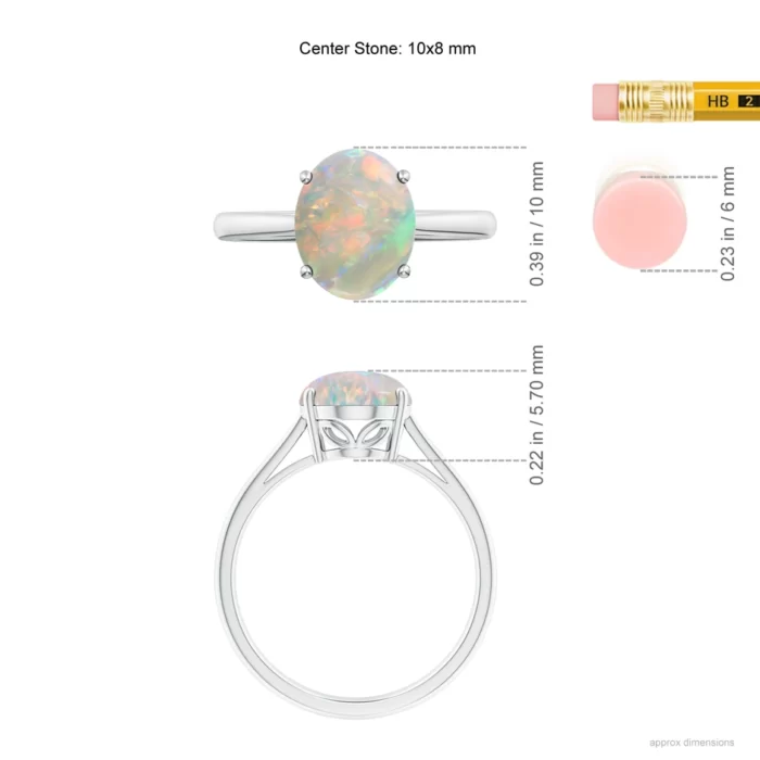 10x8mm aaaa opal white gold ring 5