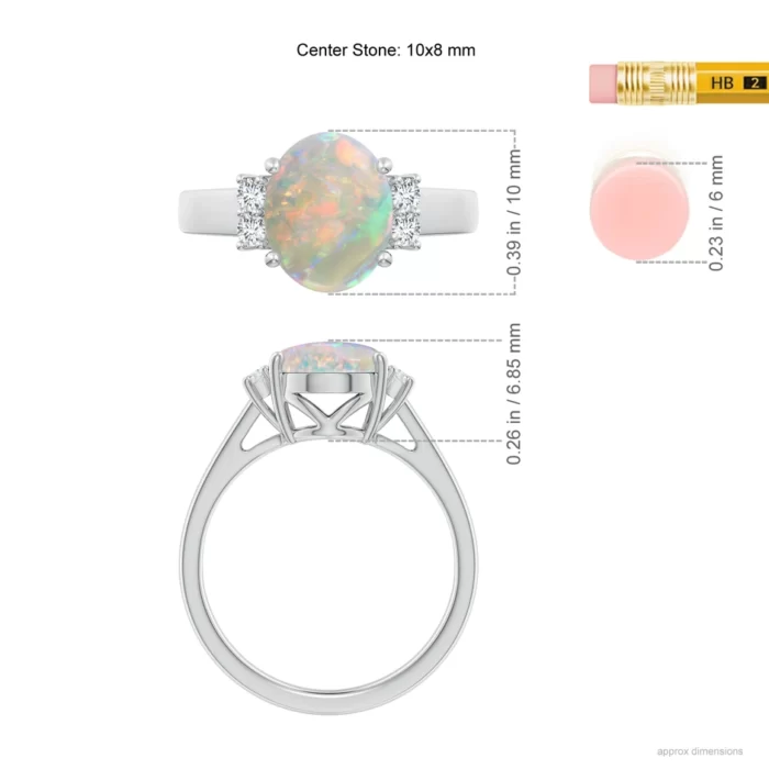 10x8mm aaaa opal white gold ring 6