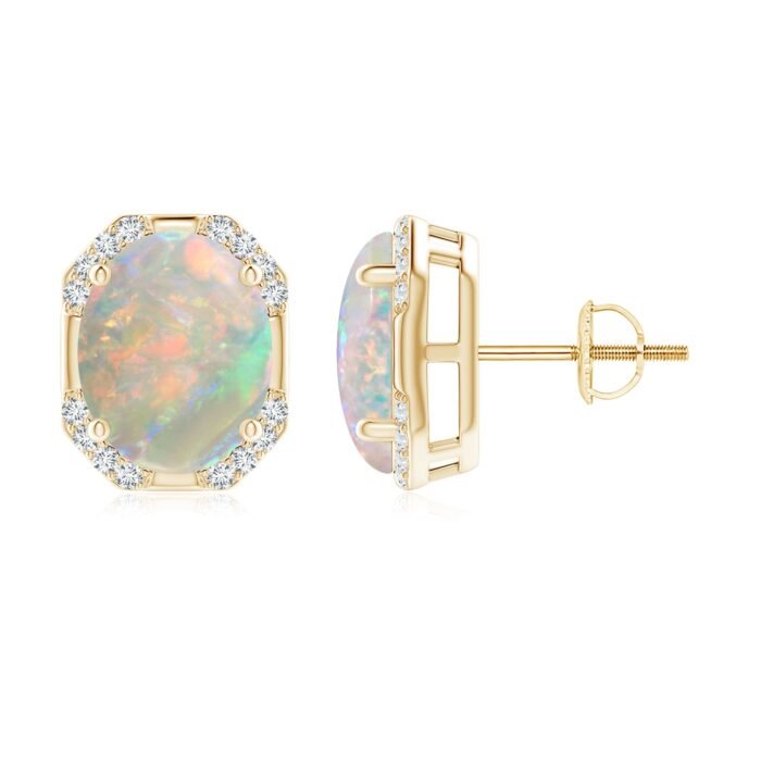 10x8mm aaaa opal yellow gold earrings 1