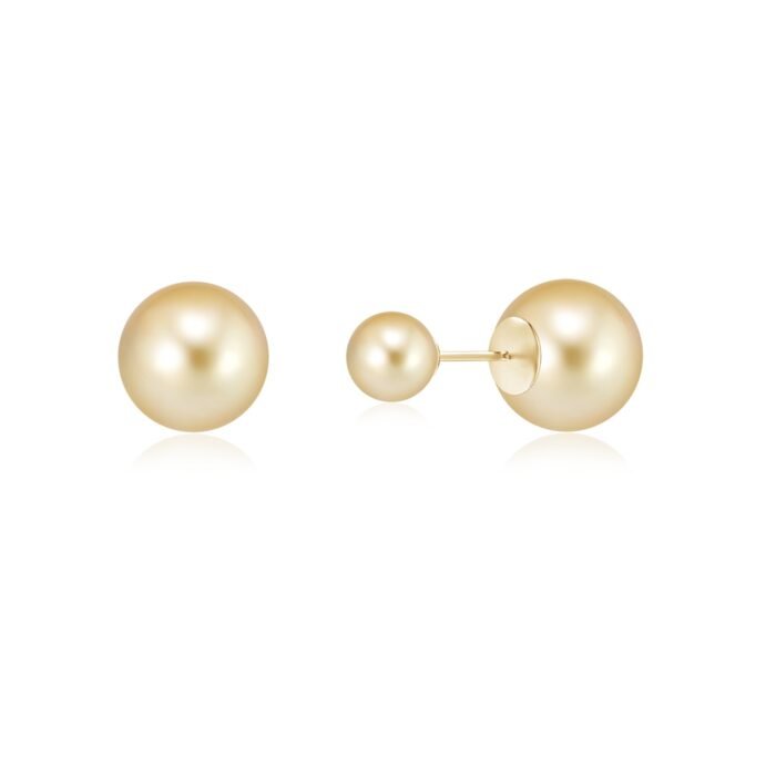 12mm aaaa golden south sea cultured pearl 18k yellow gold earrings