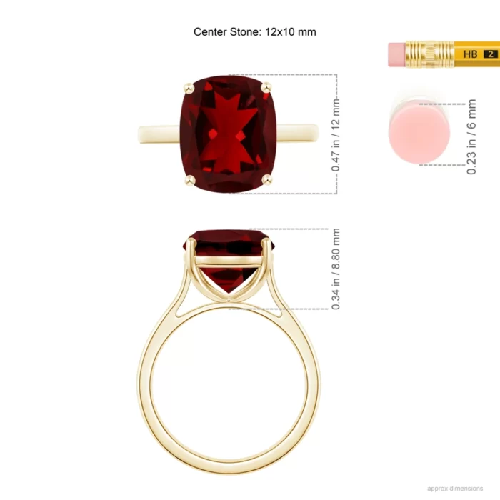 12x10mm aaaa garnet yellow gold ring 5