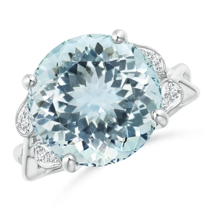 14.57x14.46x10.47mm aa aquamarine 18k white gold ring