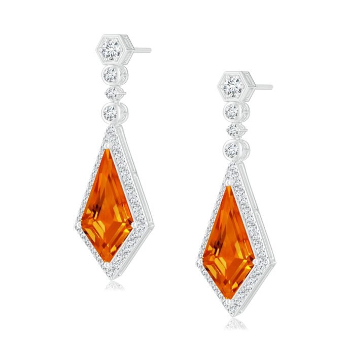 15x8mm aaaa citrine white gold earrings