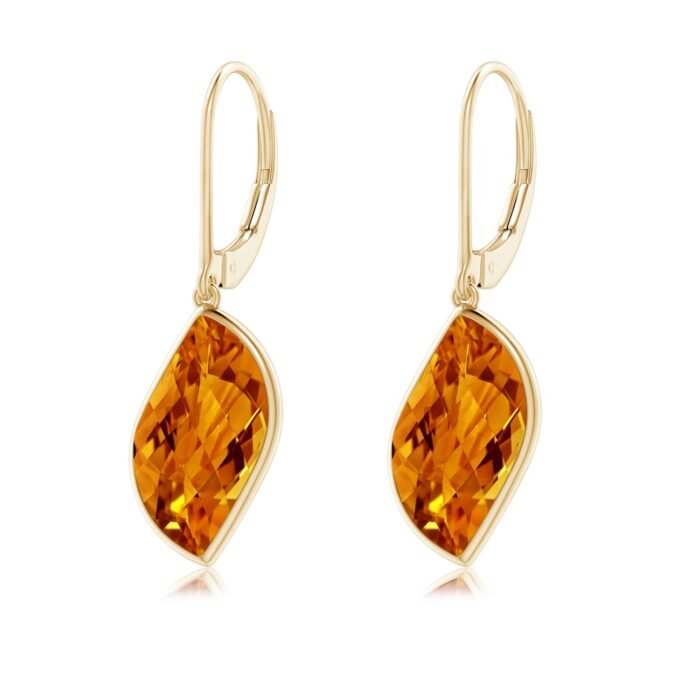 15x9mm aaaa citrine yellow gold earrings