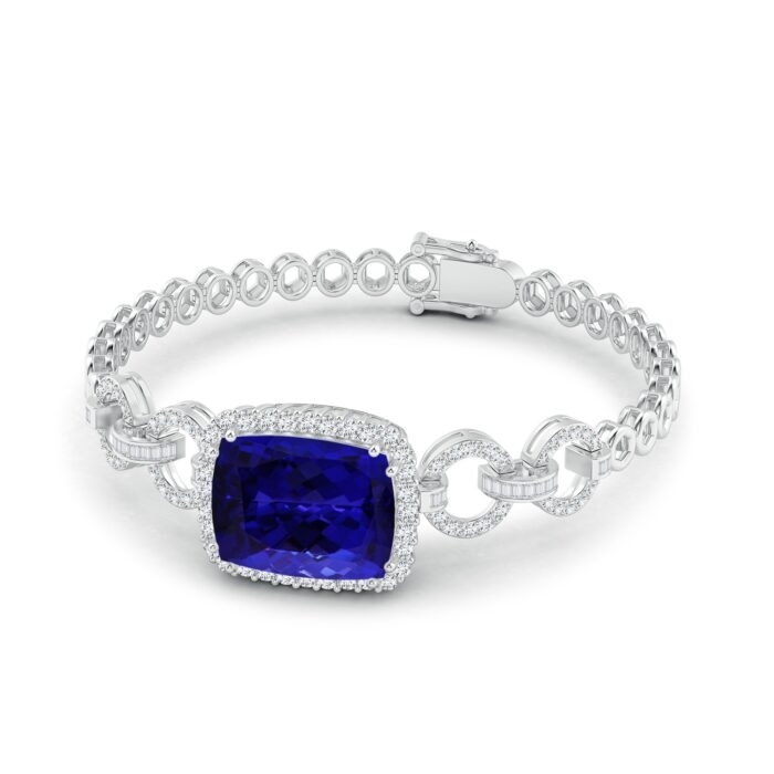 16.50x11.64x8.75mm aaaa tanzanite white gold bracelet 200