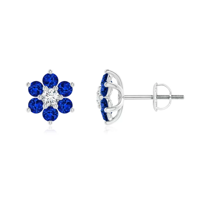 2.2mm aaaa blue sapphire white gold earrings