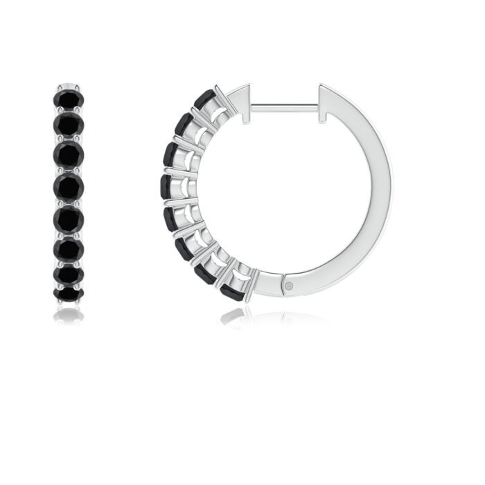 2.3mm aa enhanced black diamond white gold earrings 2