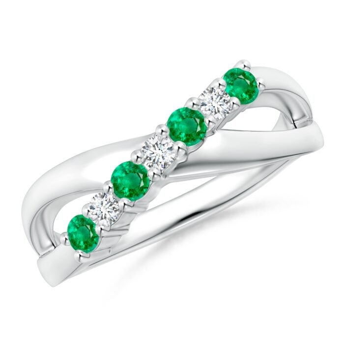 2.5mm aaa emerald white gold ring