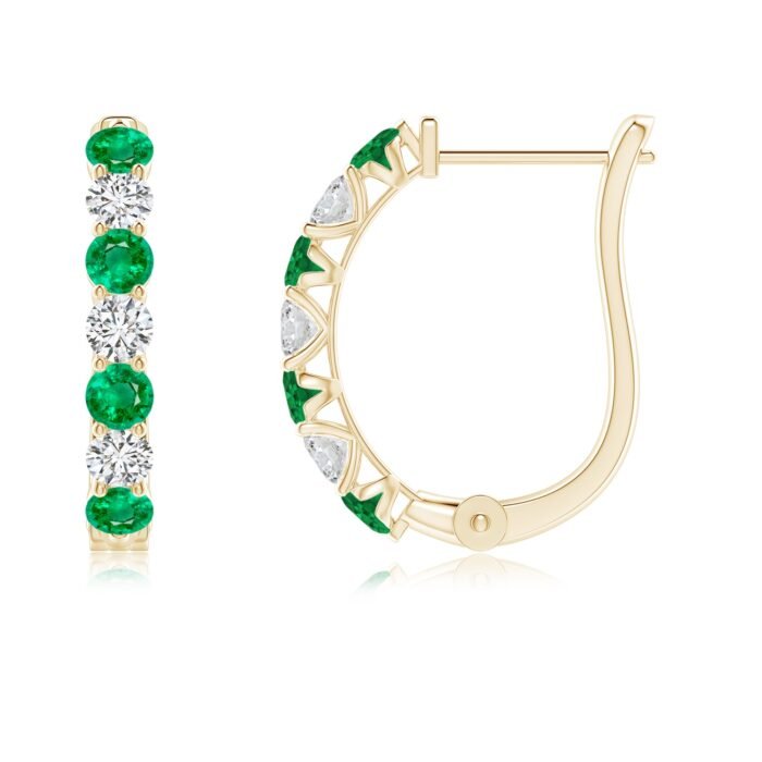 2.5mm aaa emerald yellow gold earrings