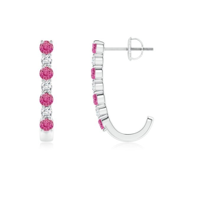 2.5mm aaa pink sapphire white gold earrings 1
