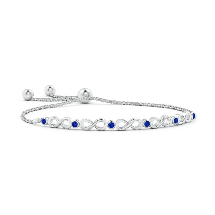 2.5mm aaaa blue sapphire white gold bracelet