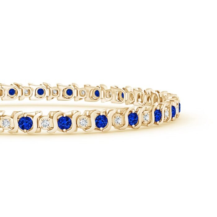 2.5mm aaaa blue sapphire yellow gold bracelet 2