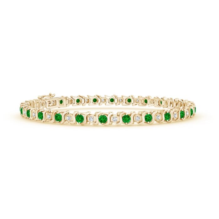 2.5mm aaaa emerald yellow gold bracelet