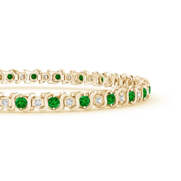 2.5mm aaaa emerald yellow gold bracelet 2