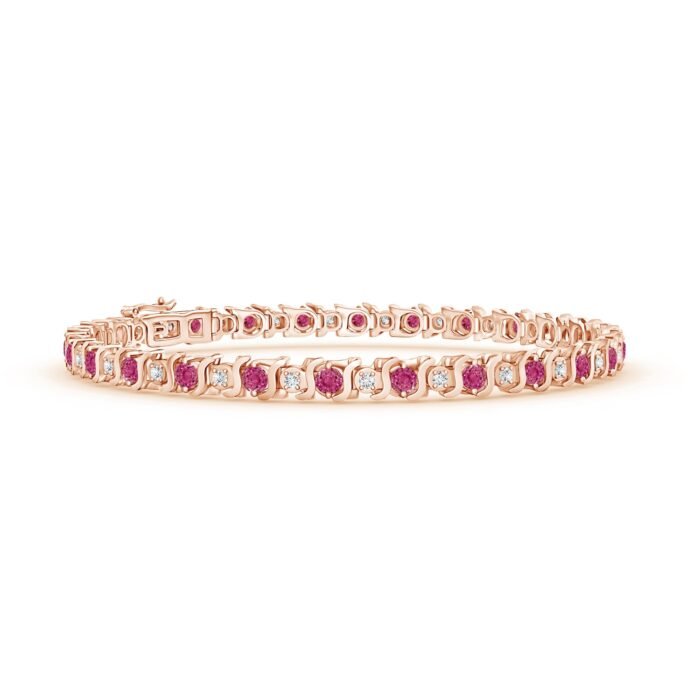 2.5mm aaaa pink sapphire rose gold bracelet
