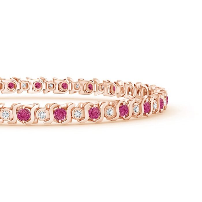 2.5mm aaaa pink sapphire rose gold bracelet 2