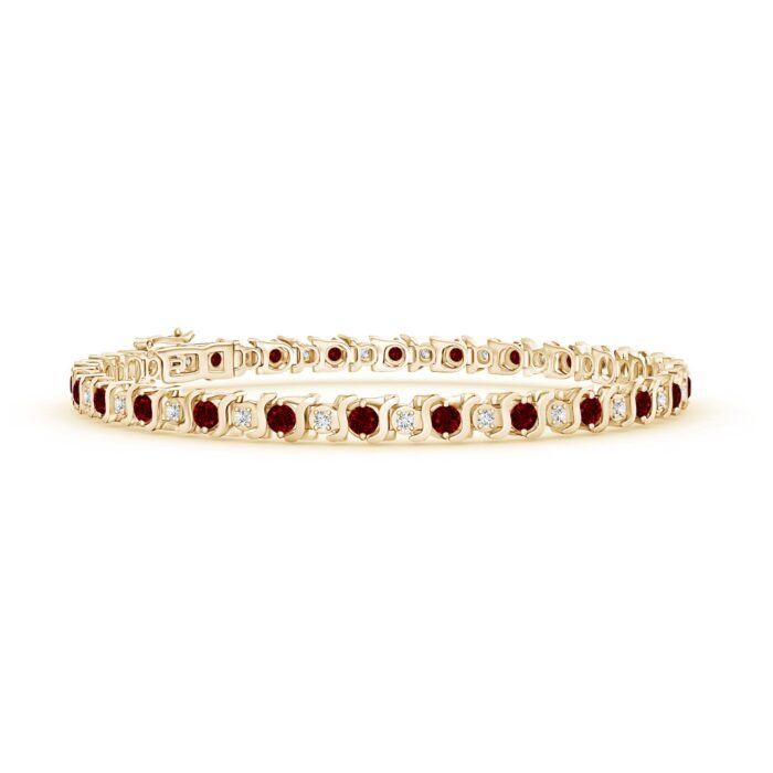 2.5mm aaaa ruby yellow gold bracelet