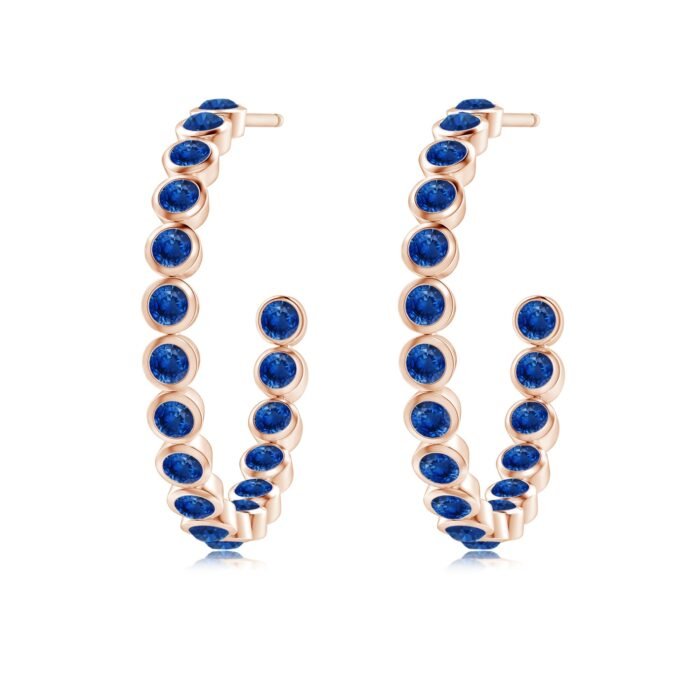 2mm aaa blue sapphire rose gold earrings 2