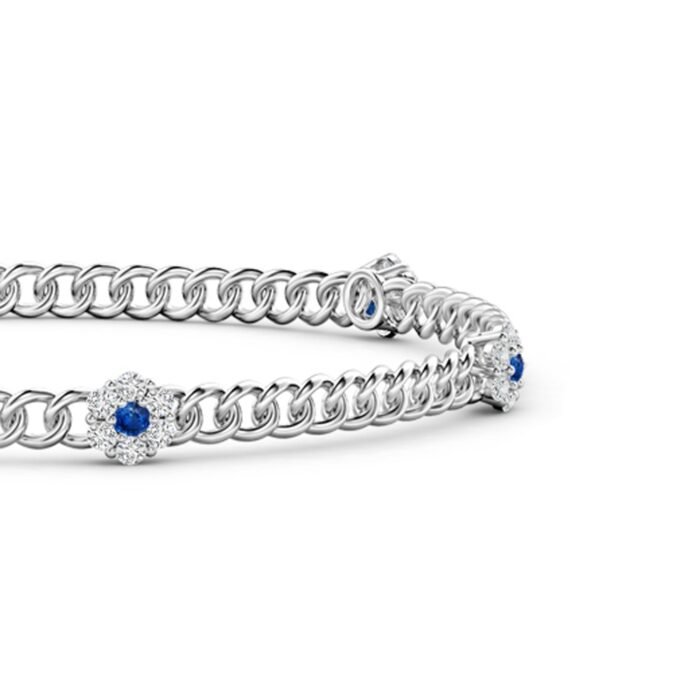 2mm aaa blue sapphire white gold bracelet 2 2