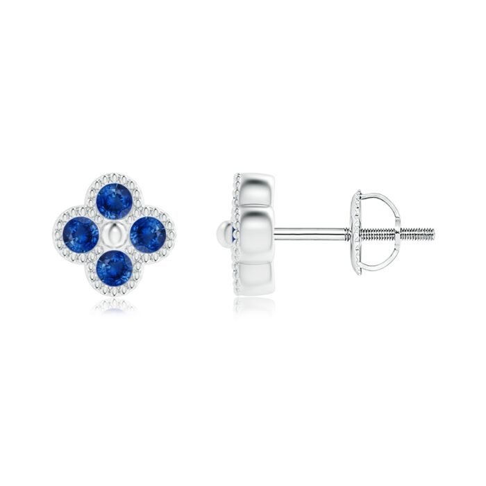 2mm aaa blue sapphire white gold earrings