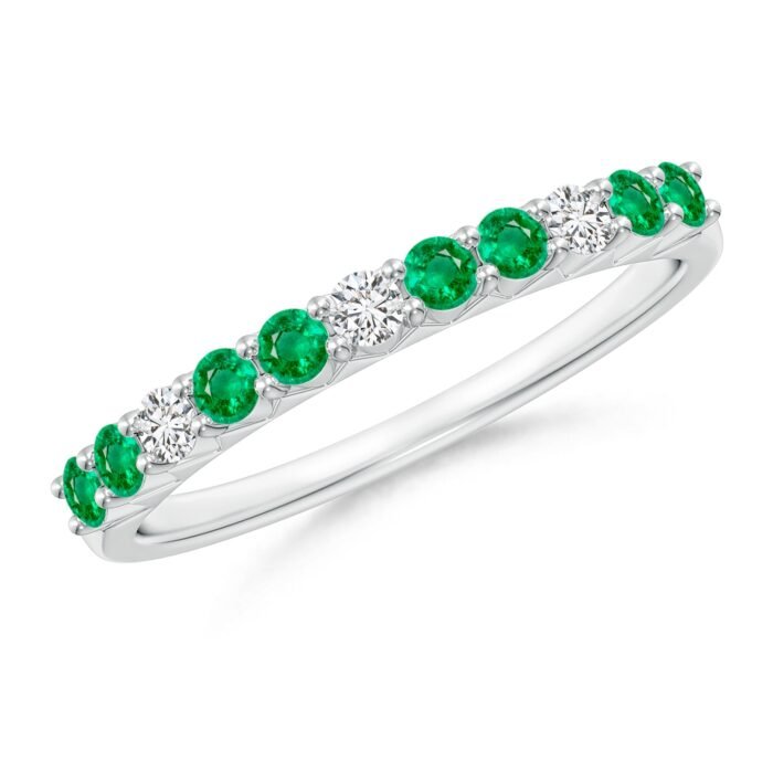 2mm aaa emerald p950 platinum ring