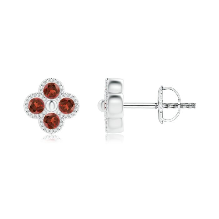 2mm aaa garnet white gold earrings