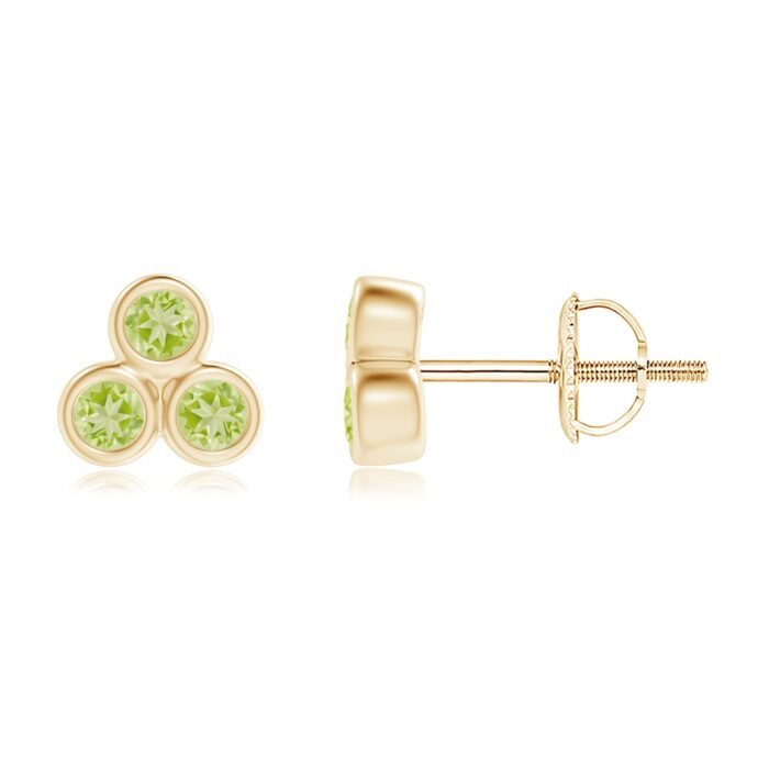 2mm aaa peridot yellow gold earrings