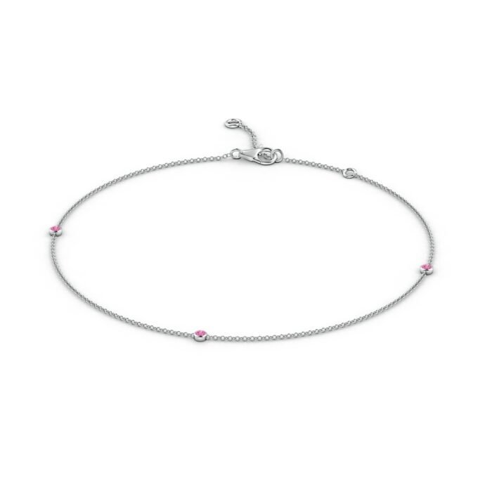 2mm aaa pink sapphire white gold bracelet 2