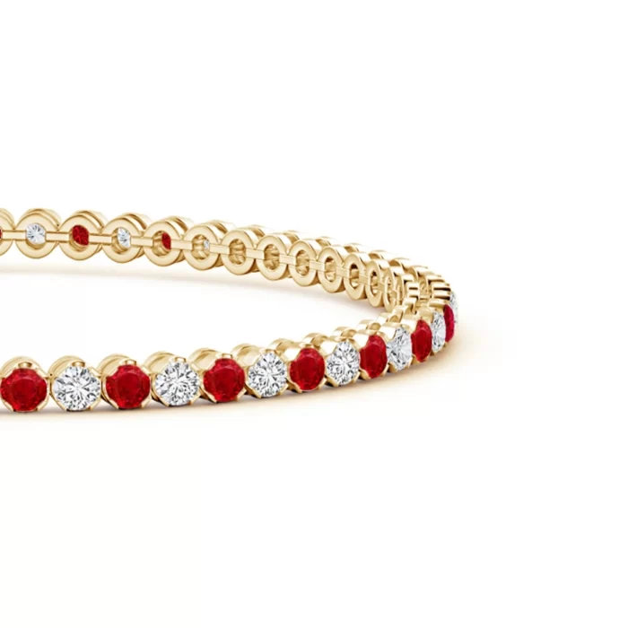 2mm aaa ruby yellow gold bracelet 2