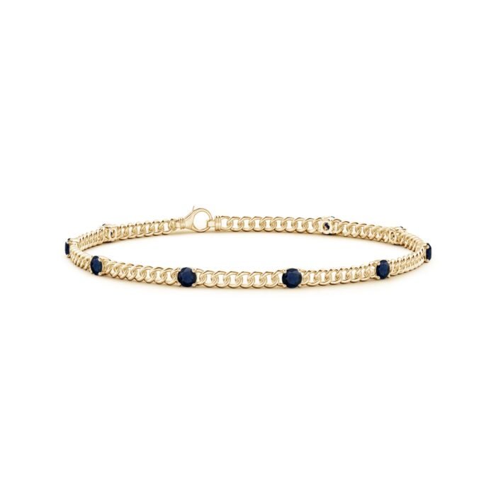 3.1mm a blue sapphire yellow gold bracelet
