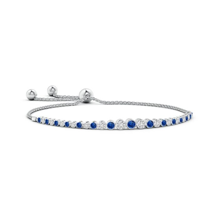 3.1mm aaa blue sapphire white gold bracelet